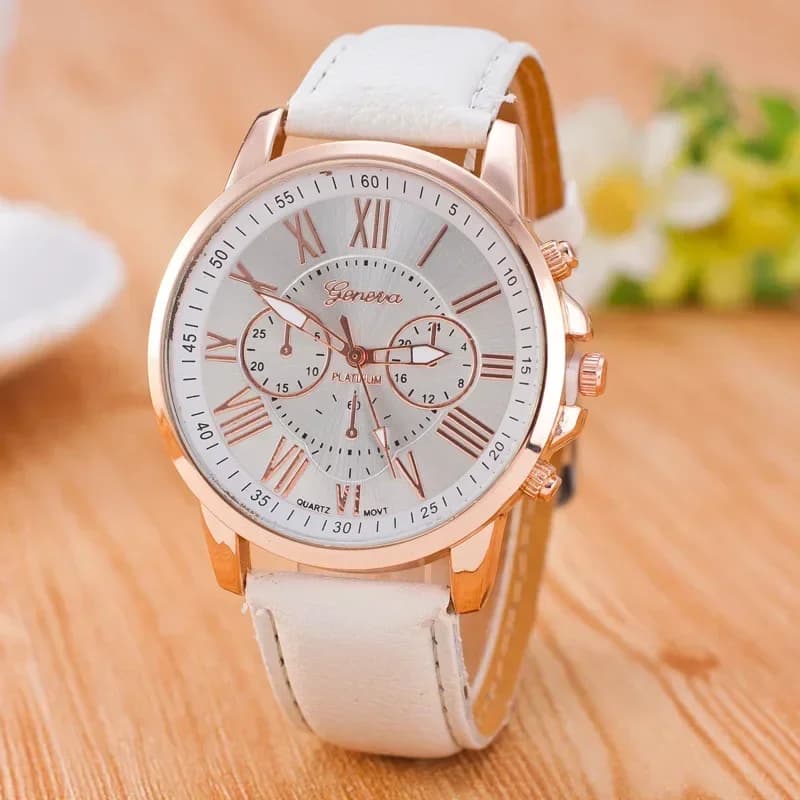 Women's wristwatch luxury business style pink gold multicolored quartz with Roman numerals Reloj Mujer watches
