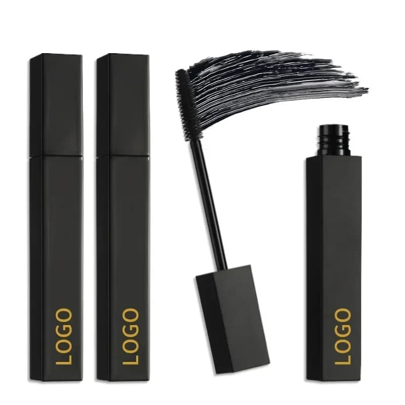 Mascara con etichetta privata Sfuso personalizzato Tubo quadrato nero Allungamento Non sbavature Volumizzante Impermeabile Trucco duraturo ad asciugatura rapida