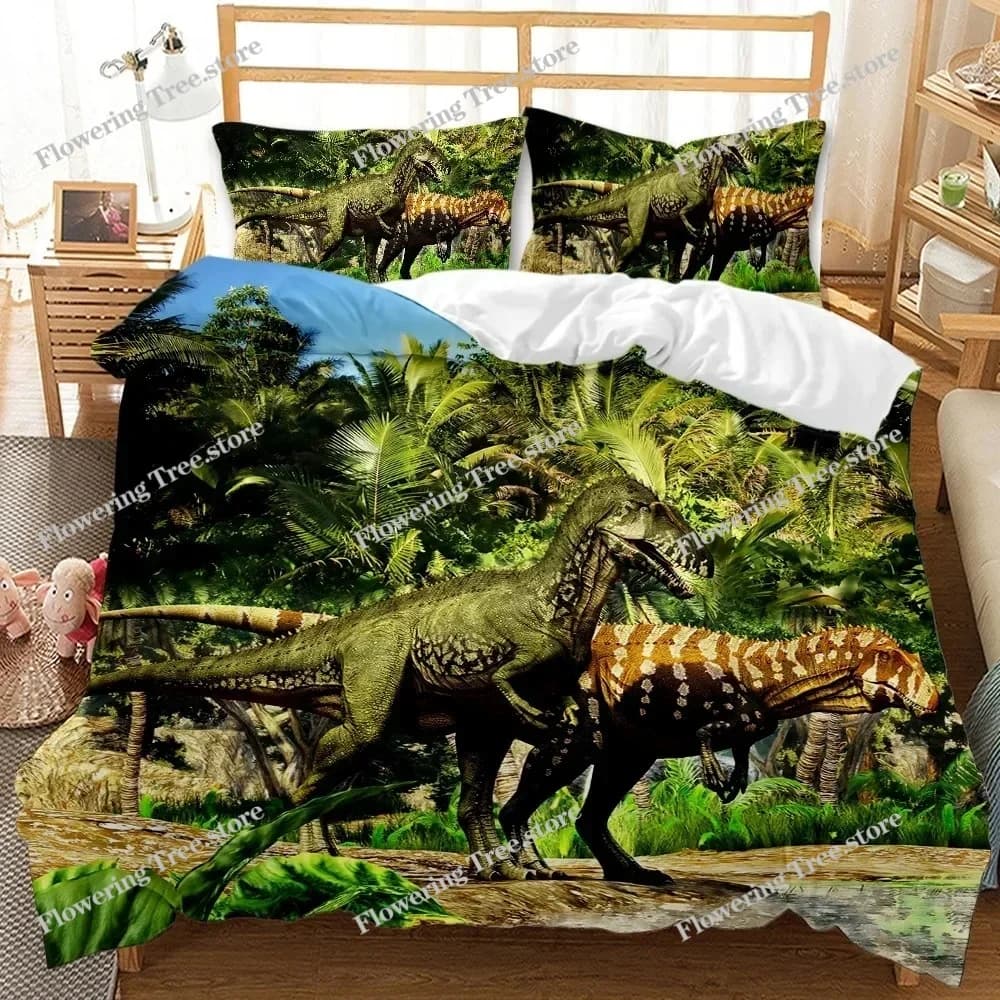 3D Dinosaur Bedding Sets Jurassic World Battle Duvet Cover Unique Dinosaur Quilt Cover Kids Boys King Polyester Comforter Cover