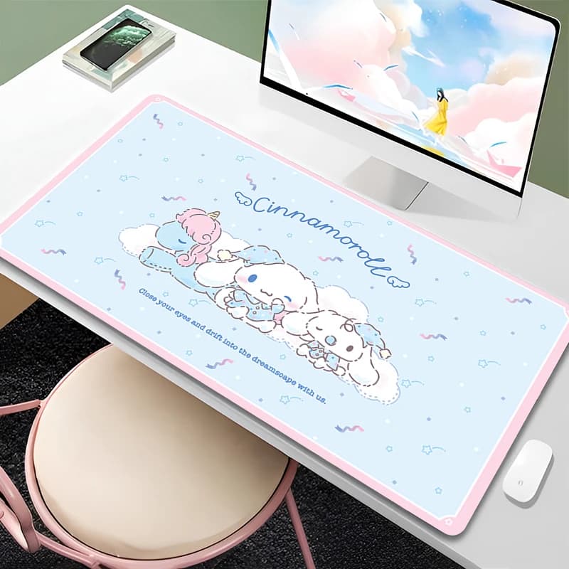 Tappetino per mouse 90x40 cm Cinnamoroll Anime Gamer Accessori per il gaming Tappetino per tastiera Varmilo Tappetino per computer in gomma Tappetino per mouse XXL