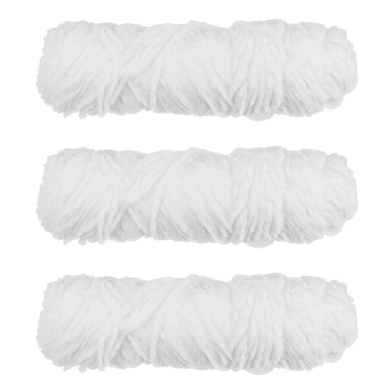 3 matasse di filato di ciniglia, morbido filato per coperta, velluto di poliestere, fantasia, soffice filato per maglieria per sciarpa da tessitura all'uncinetto, bianco