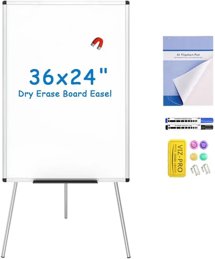 Lavagna Magnetica Bianca 36x24 Pollici, Lavagna Portatile a Altezza Regolabile per Scuola, Ufficio e Casa