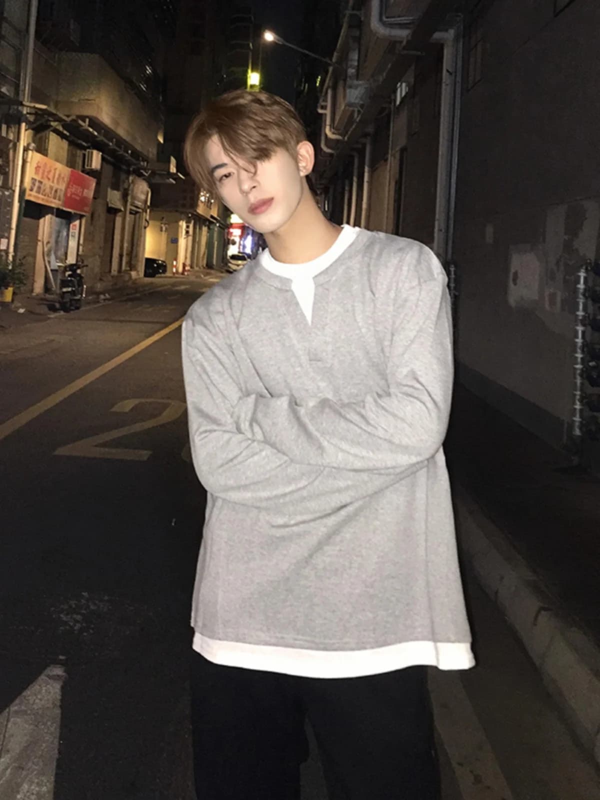 ay Hoodie Men's Long Sve V-Ne Base Layer Inner Wear Casual Comfortable Loose Fit Autumn Faion Youth Trend Crew Ne