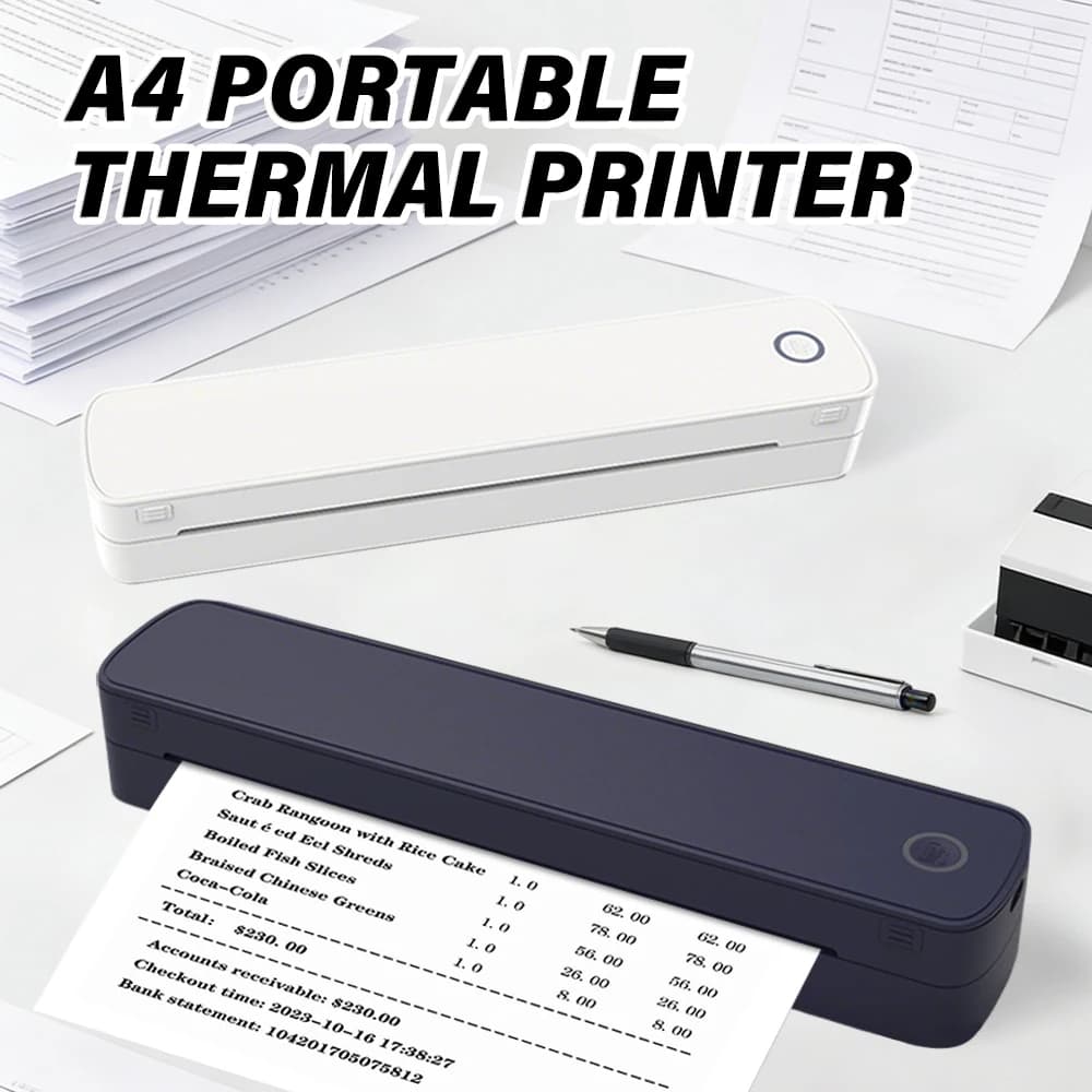 Mini Portable A4 Thermal Printer Picture Document A4 Thermal Paper Printing Machine Tattoo Maker Inkless HD Printer For Office