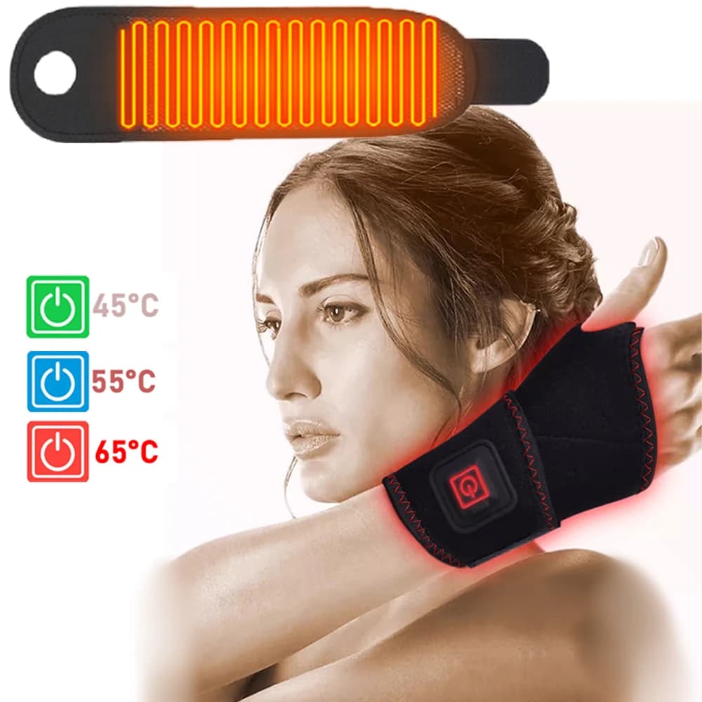 Tutore da polso con riscaldamento regolabile, impacco caldo a 3 livelli, cinturino avvolgente per la mano calda, protezione fitness, cintura da polso adatta per mano destra sinistra