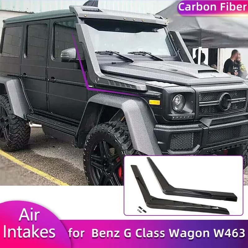 Carbon Fiber Air Suction Snorkels for Mercedes-Benz Class G Wagon W463 G500 G550 G55 G63 G65 AMG 2004-2018 Air intakes for racing cars