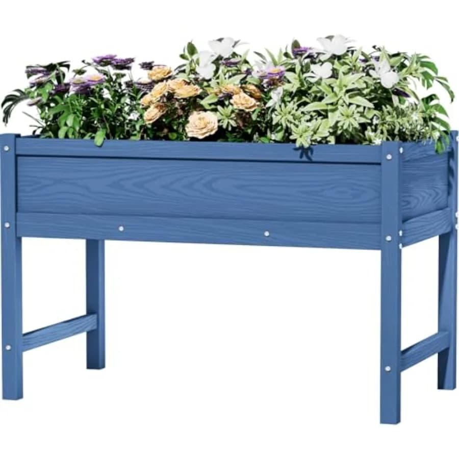 HDPE raised planter with Legs, for Exterior, weather resistant, for Seeds, Grasses, Flowers and Vegetables, Navy Blue