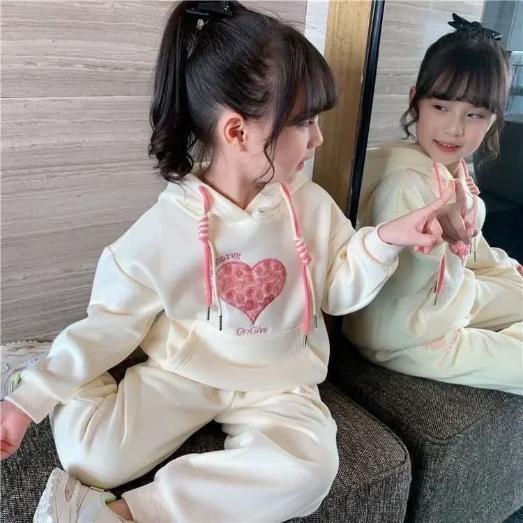 Primavera ragazze Casual felpa + pantaloni set di abbigliamento bambini 2 pezzi tuta autunno tuta bambini addensare stampa abbigliamento sportivo 1-8 anni