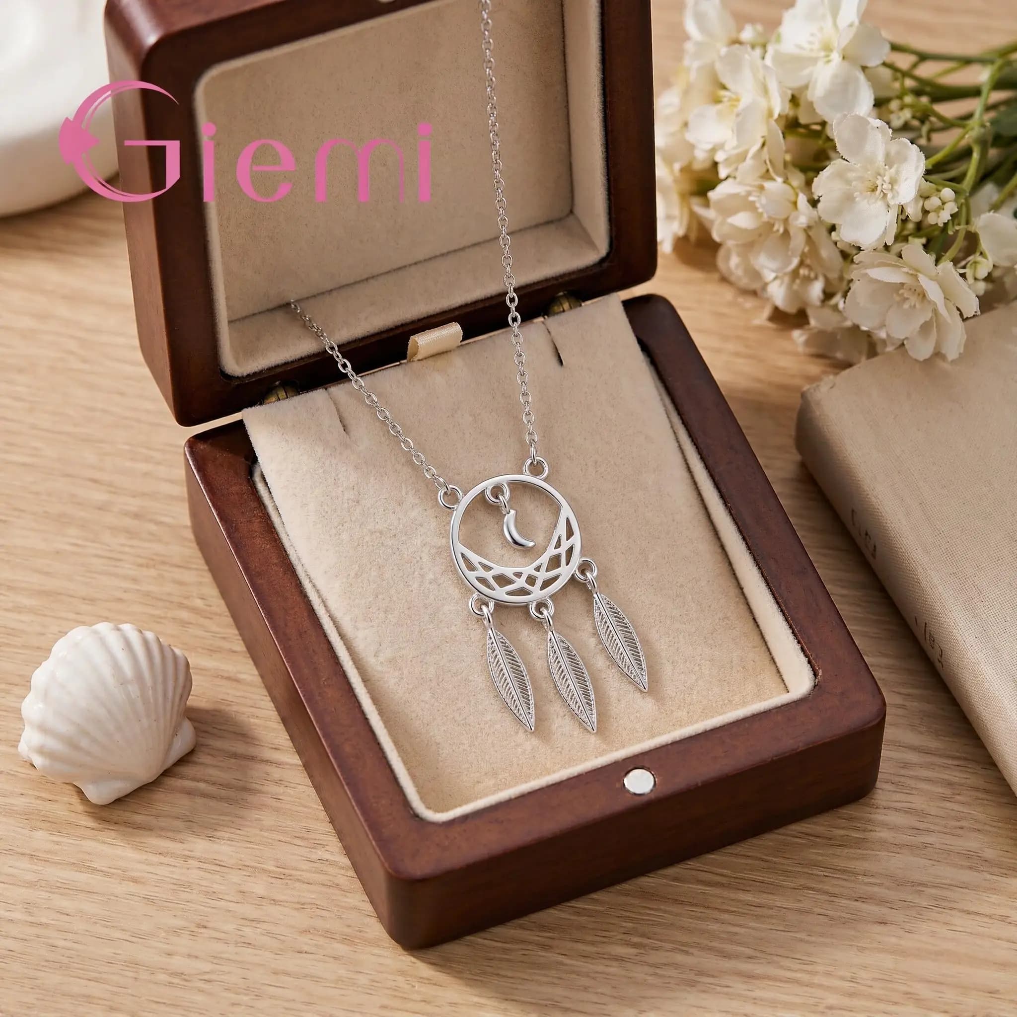 Charming 925 Sterling Silver Dream Catcher Leaf Tassel Pendant Necklaces For Women Girls Anniversary Party Fashion Jewelry Gifts