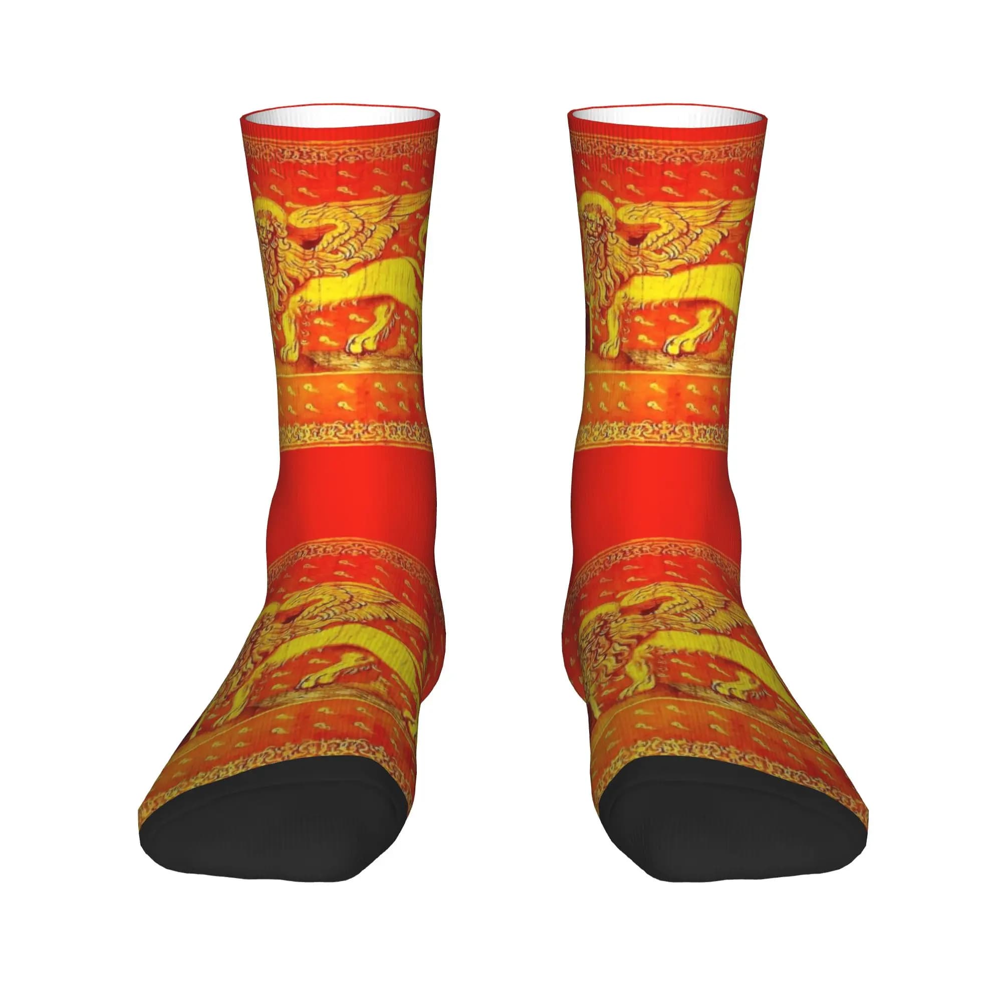 Calzini eleganti con bandiera di Venezia e del Veneto, calzini da uomo e da donna, caldi e traspiranti, con leone di San Marco