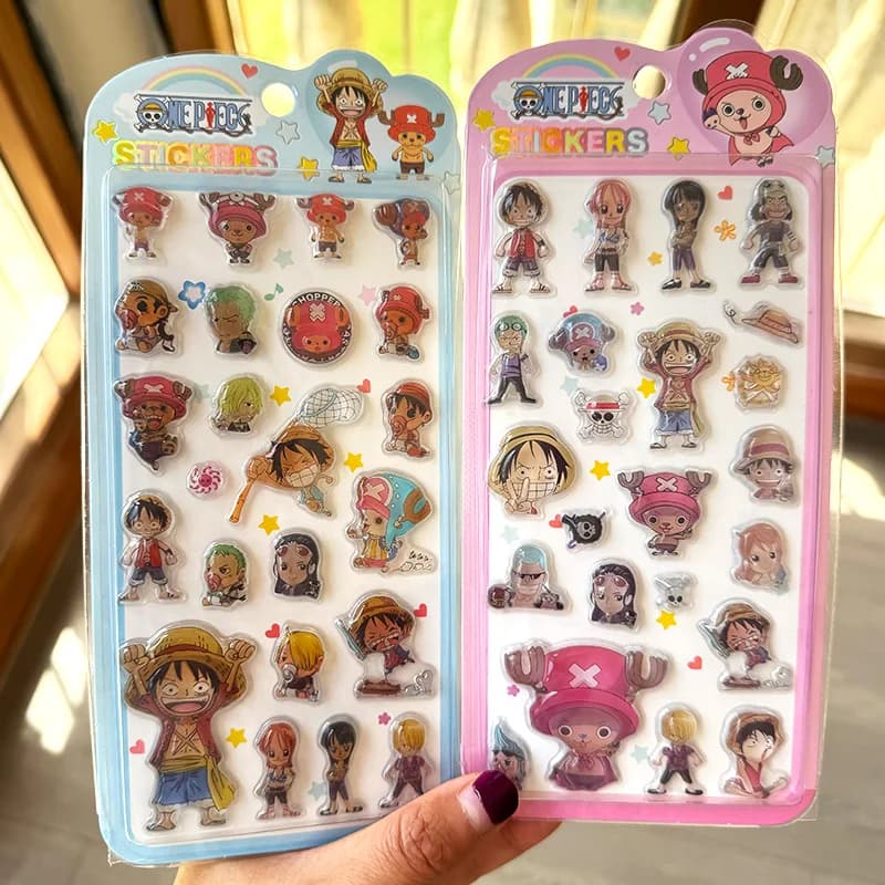 Adesivi in Stile Giapponese One Piece, Cartone Animato Monkey D Luffy, Adesivi 3D in Rilievo con Cristalli, Decorazioni Fai-da-Te per Telefoni, Regali e Premi per Studenti