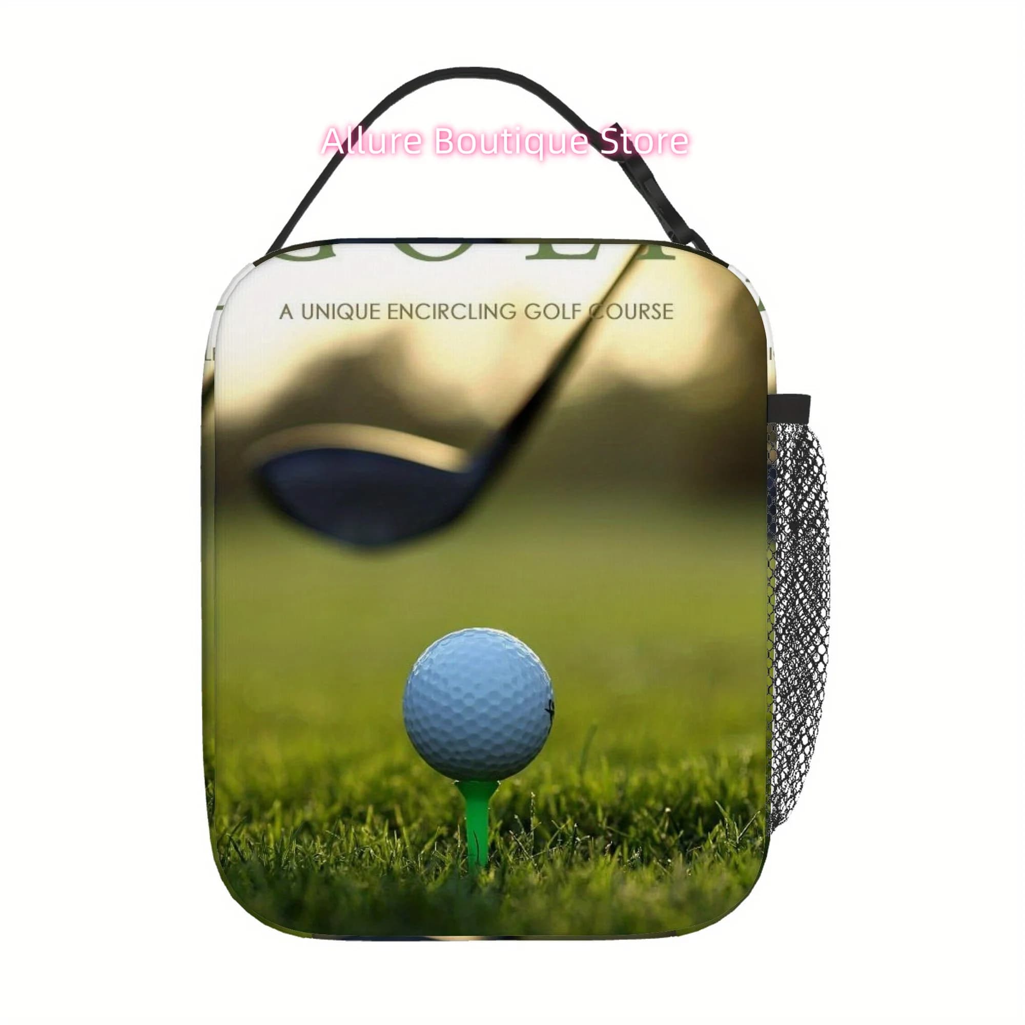 1pc Golf-Themed Insulated Thermal Bag with Golf Club & Ball Print - Portable Cooler for Hot/Cold Drinks, Reusable Non- Use, Unis