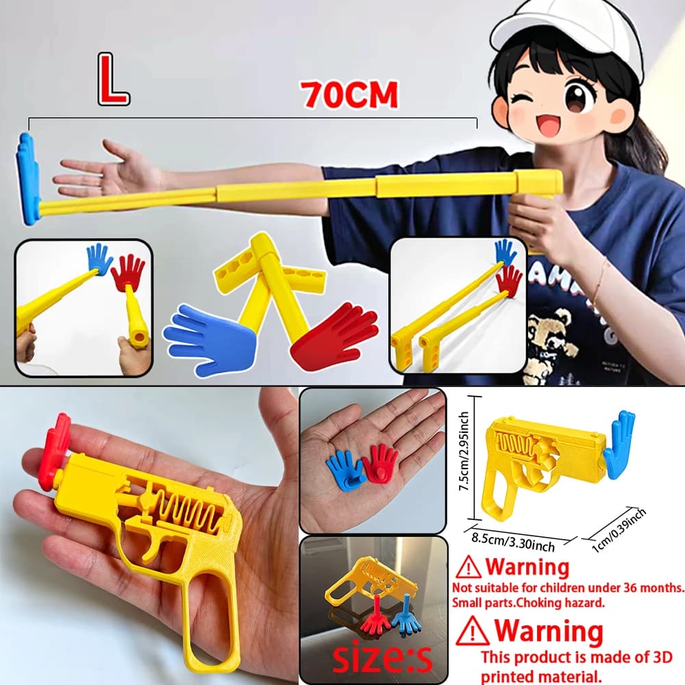Creative 3D Printed Extendable Hand Prop, Telescoping Palm Prop Toy for Cosplay Halloween, Interactive Clapper Game&Funny Prop