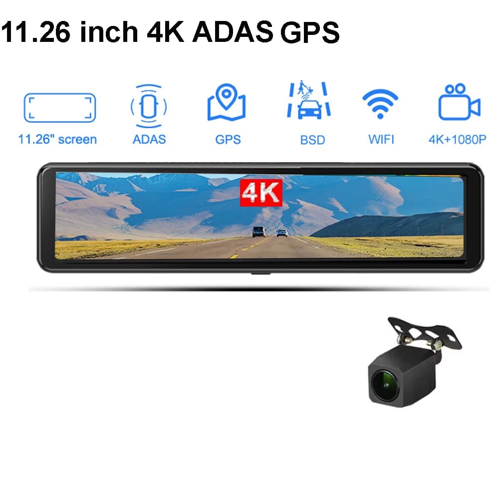 12.6 "DVR Camera Rear Mirror S18 4K ADAS FHD 1080P GPS Logger Dash Cam Video Recorder Support BSD Double Camera
