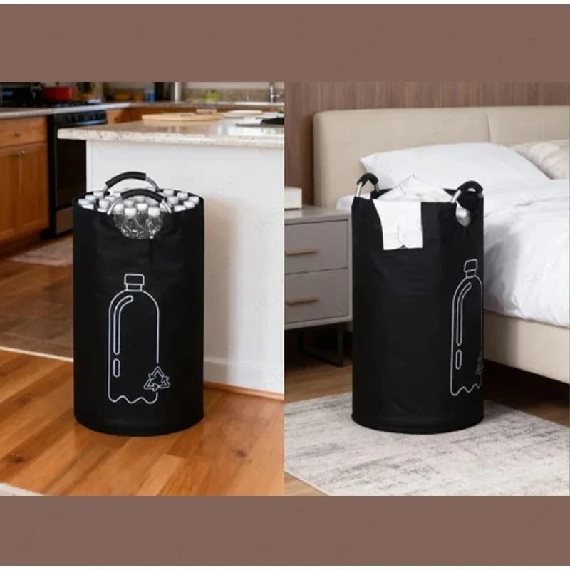 Folding Bottle Collector Basket 82L Large Capacity Kitchen Storage Bin with Aluminum Handle for Empty Bottles Recycling