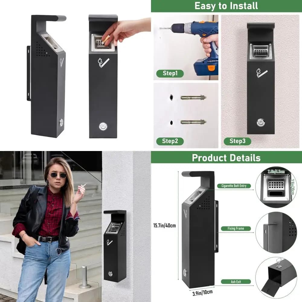Bidone della spazzatura commerciale da esterno a parete per ristoranti, hotel, uffici e pub - Bidone della spazzatura durevole per spazi pubblici