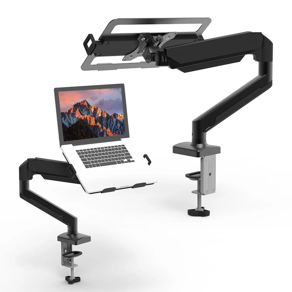 Supporto da tavolo in alluminio Supporto da scrivania per laptop completamente regolabile Braccio con molla a gas da 2-9 kg Fino a 17,3 pollici Morsetto per supporto da tavolo per laptop
