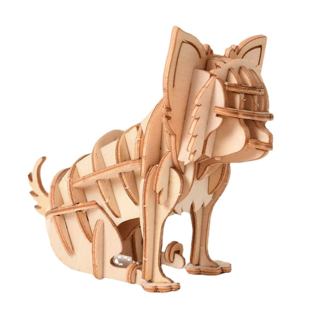 3D Chihuahua Puzzle in legno Giocattoli Building Blocks Kit Modelli verniciabili a forma di animale Montessori Assemblaggio fai da te Cani per bambini Adulti