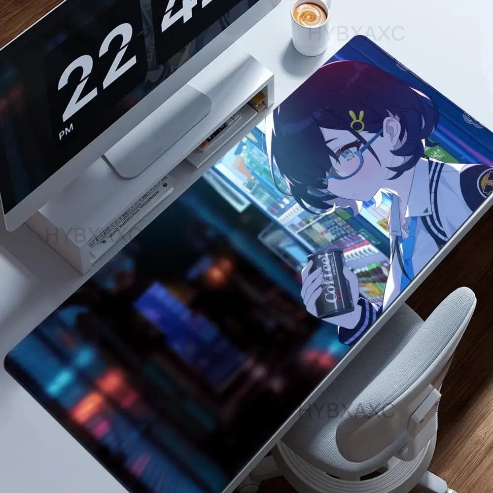 80X40 HYBXAXC KAGAMI CHIHIRO Blue Archive Game Mousepad Tappetino per mouse Tappetino da scrivania con pad Accessori da gioco Tastiera XXL Prime Gaming