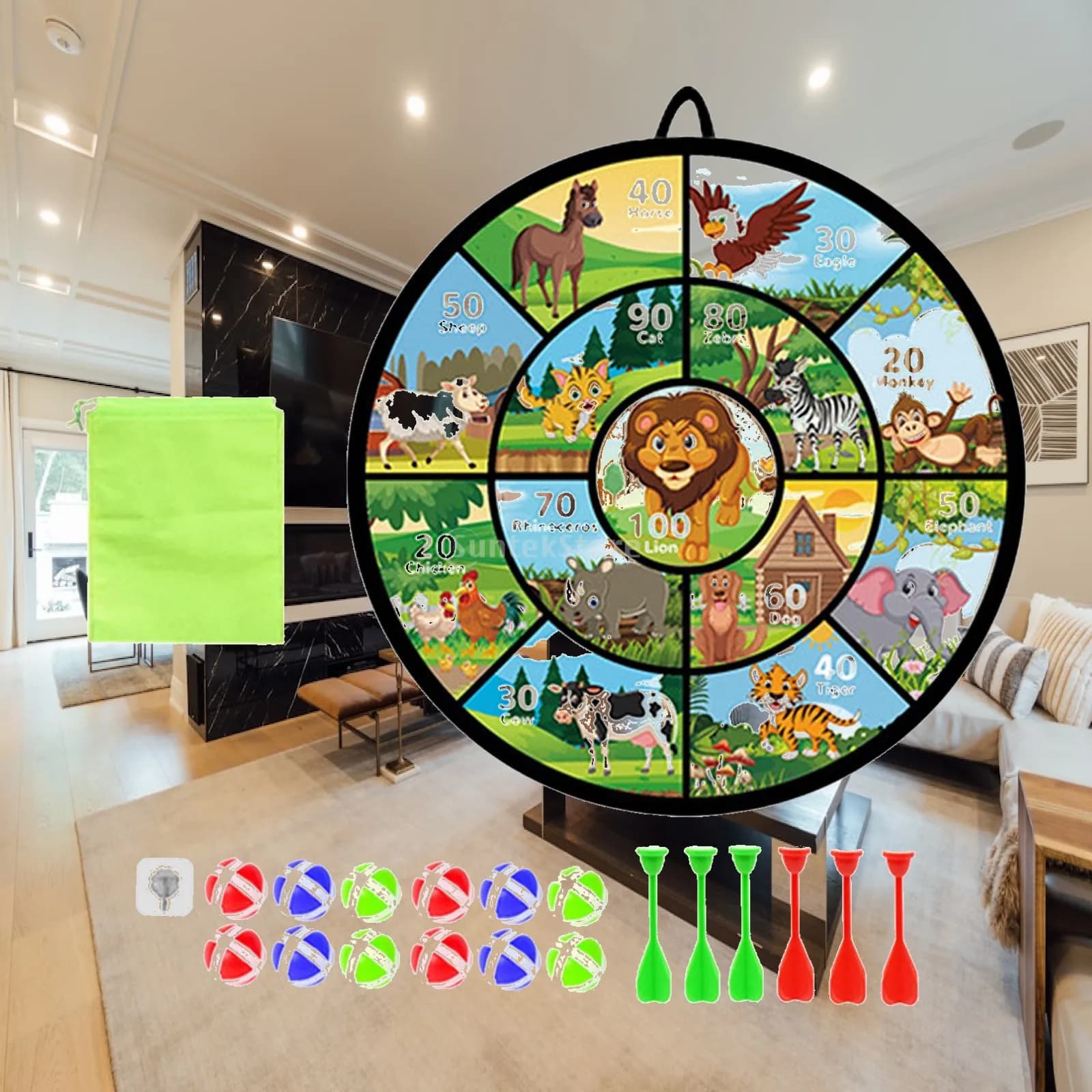 Dart Board Stand Large Animal Theme Foldable Dart Disc Kids Soft Tip Target Sport Toy for Outdoor Indoor Lawn Party