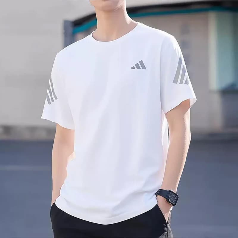 T-shirt Adidas a maniche corte da uomo, adatta per sport, fitness, abbigliamento casual, traspirante, design a mezza manica JZ7692-95-99