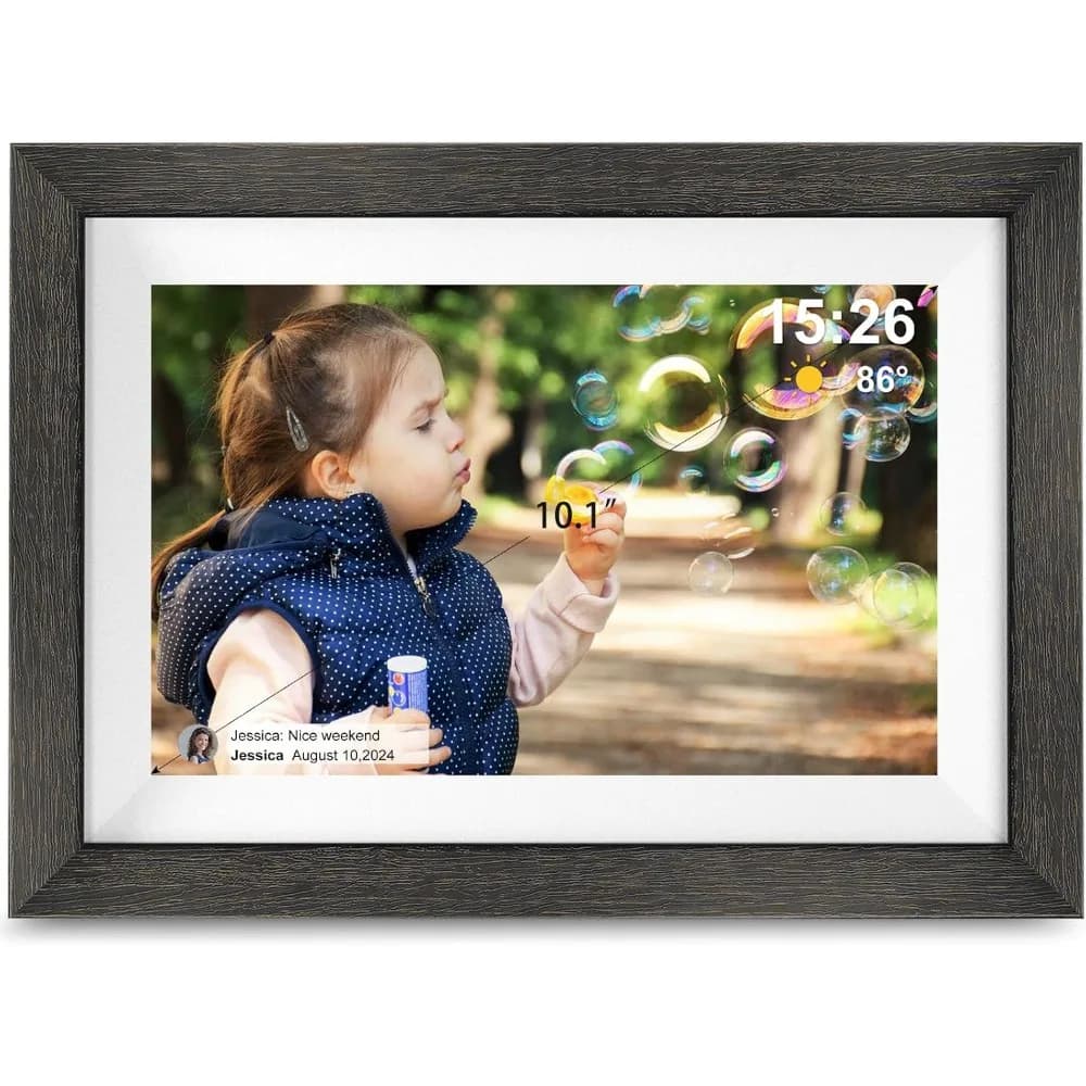 Cornice Digitale WiFi Smart 10.1 Pollici, Schermo Touch IPS HD, Rotazione Automatica, Condivisione Foto a Distanza, Regalo