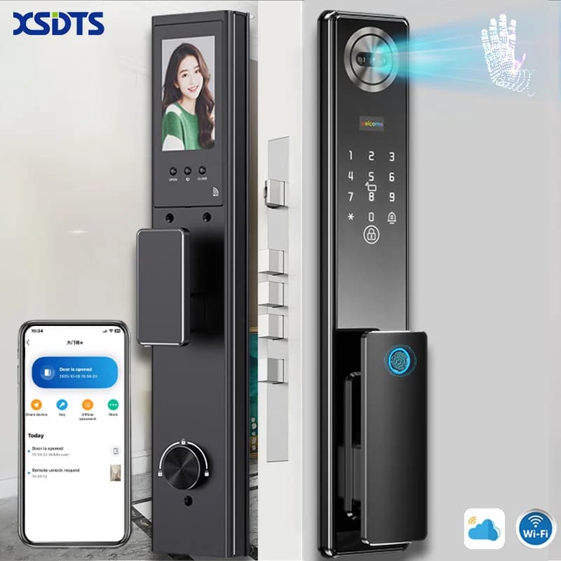 XSDTS C1-W Wishome WiFi Smart Door Lock, Facial Palm Vein Fingerprint Password Card Key App Control Home Electronic Lock