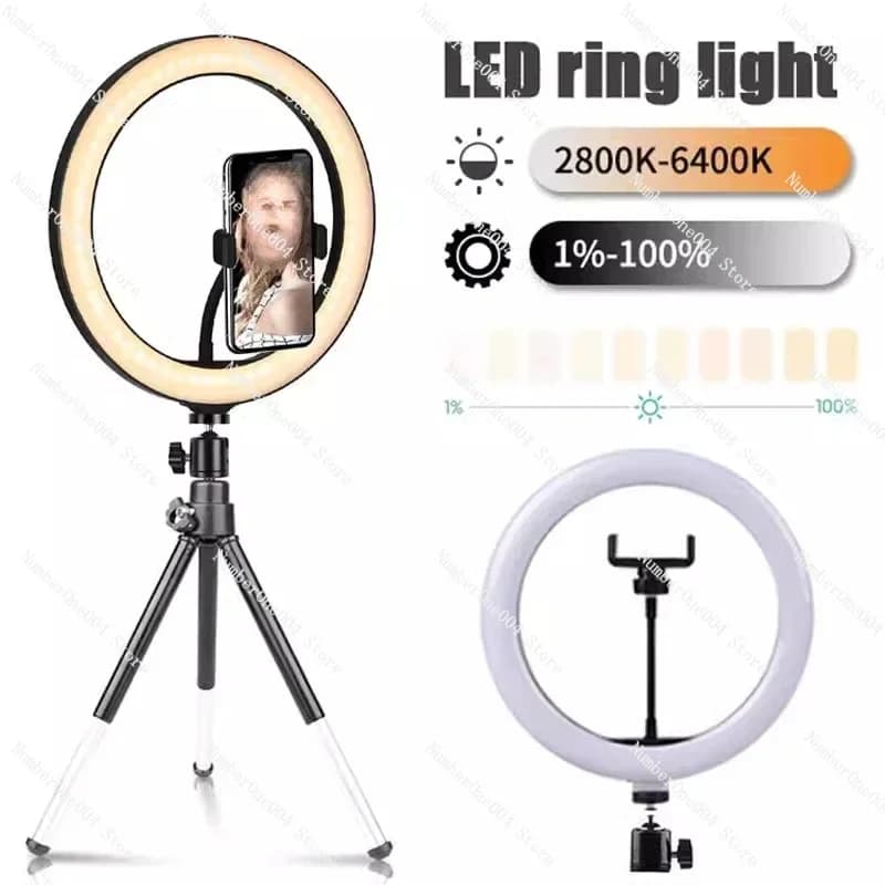 Lampada di riempimento per fotografia dimmerabile con luce anulare per selfie a LED da 10 pollici
