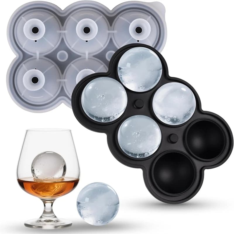 Stampo per palline di ghiaccio grandi in silicone, vassoio per cubetti di ghiaccio a rilascio facile, per whisky, cocktail, succhi, utensili da cucina e bar.