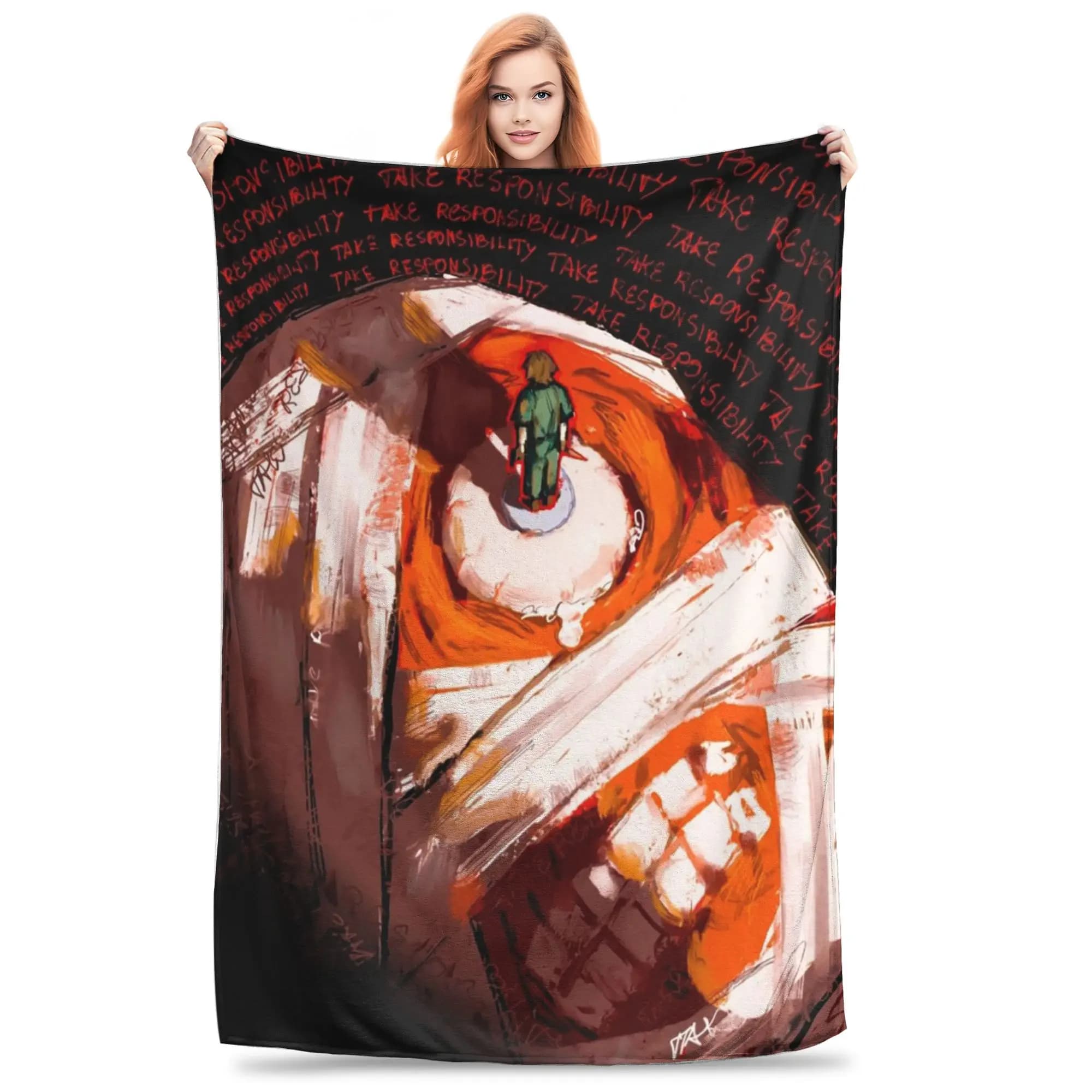 Flannel Throw Blanket Horror Game Mouthwashing Warm Plush Blankets Soft Bedspread for Bed Living room Home Travel Couch