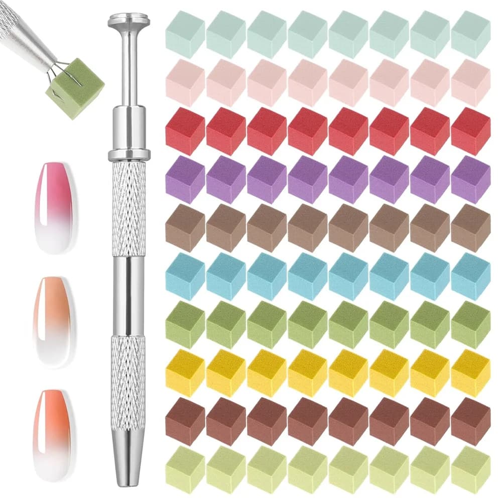 LINMANDA 50/200PCS Spugne per unghie con argento Grabbing Pen Nail Art Sfumatura di colore Effetto Aura Disegni Pennello Strumento per manicure preciso