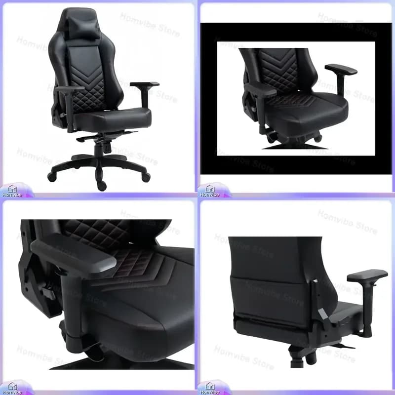High Quality Black Gaming Chair Ergonomic Computer Racing Chair PU Leather Office Chair with Lumbar Support and Adjustable