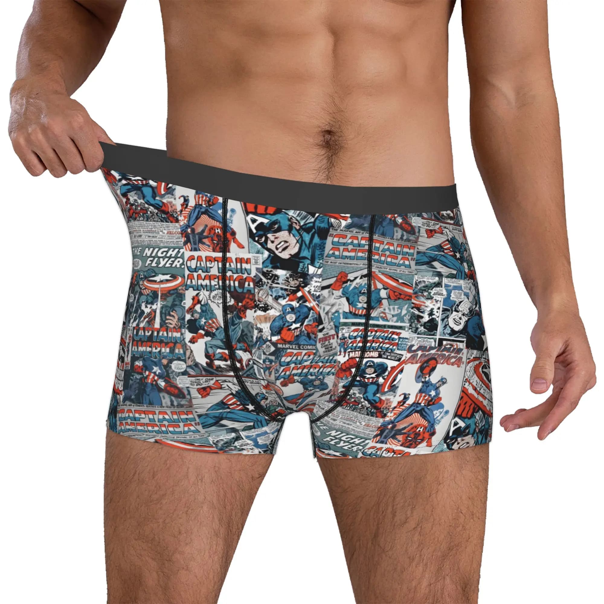 Custom Captains AnimeAmericas Underwear Men Breathable Superhero Boxer Briefs Shorts Panties Soft Underpants For Male