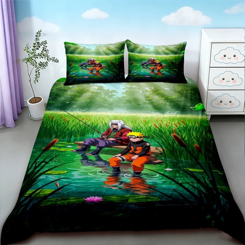 Copripiumino 3 pezzi per bambini, set biancheria da letto Naruto, copripiumino, federa, decorazione per camera da letto matrimoniale Uzumaki, regali morbidi