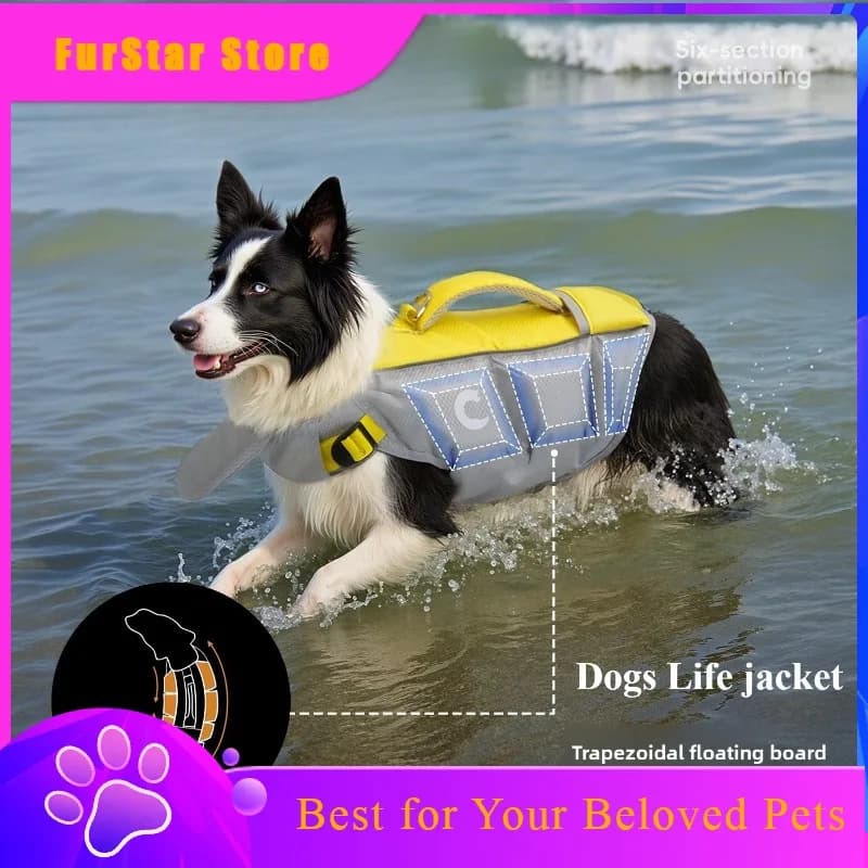FurStarDogs Life Jacket Enhanced Buoyancy Summer Seaside Swimwear Safety Vest Surfing Protection Products Pet Life Jackets Acces