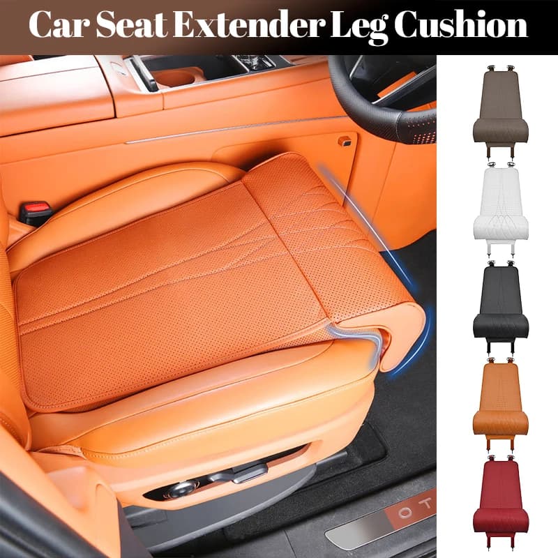 1pc Car Seat Extender Leg Cushion PU Leather Universal Leg Support Pillow Memory Foam Knee Pad Protector Mat Auto Seat Padding