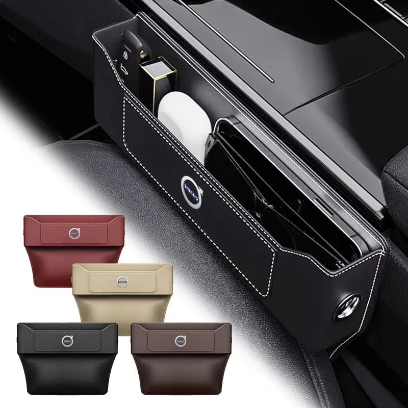 Organizer Multifunzione in Pelle per Sedile Auto, Contenitore Portaoggetti per Volvo Xc60 Xc90 V40 V60 S60 V50 V90 S80 C40 XC40 V70 XC70 C30 C70 T5 T6