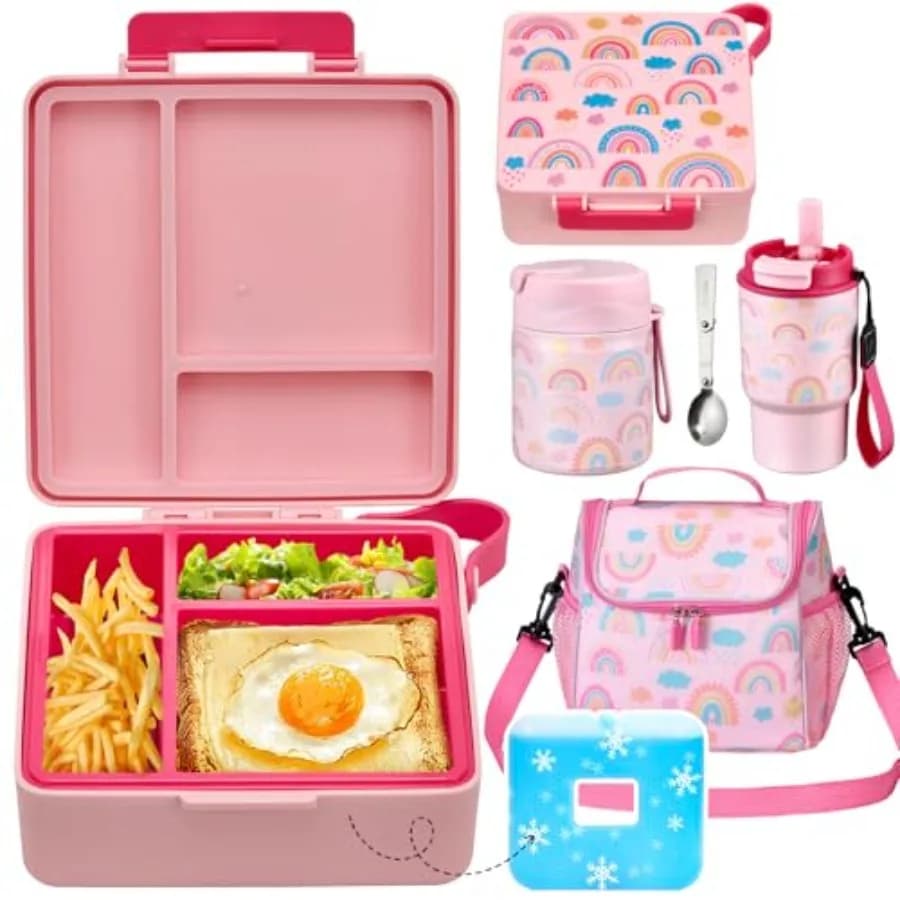 Set Porta Pranzo con Contenitore Bento da 17OZ, Bottiglia Termica per Zuppa in Acciaio Inox e Borsa Termica Portatile Isolata Antiperdita