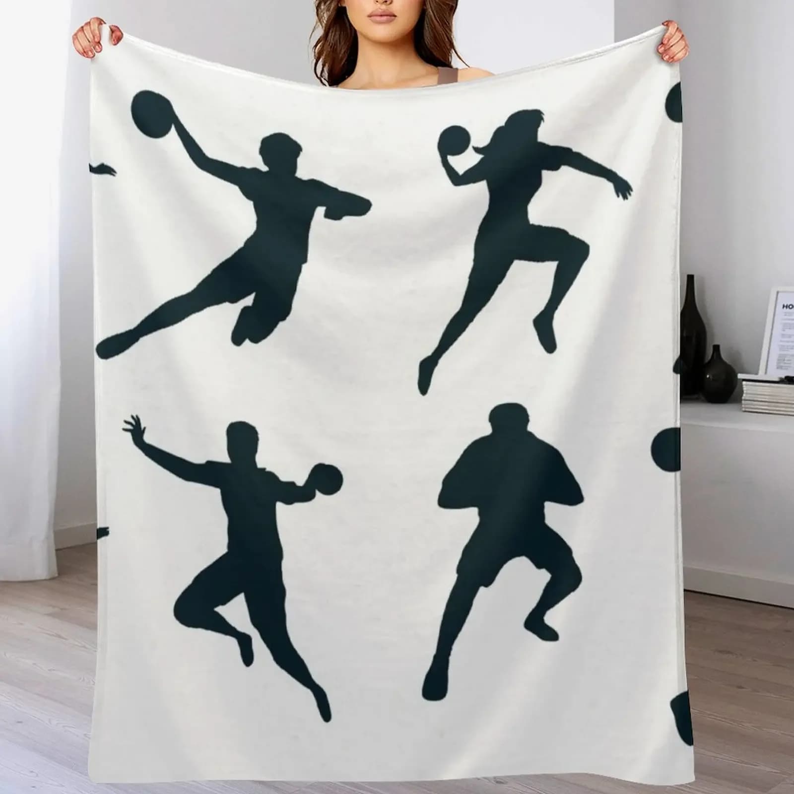 Handball Player Silhouette Shooting Cover Soft Thermal Beach Shoe Bag for Travel Covers