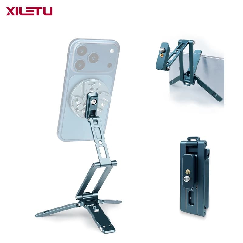 Treppiede Pieghevole XILETU Mantis con Gancio Nascosto e Attacco Rapido Arca, Vite da 1/4 per DJI Pocket 3/4, GoPro, Smartphone, Viaggi, Vlog, Selfie Stick