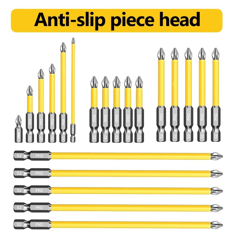 Punte per cacciavite con punte antiscivolo e antiurto Set di cacciaviti PH2 magnetici resistenti ad alta durezza 25/50/65/70/90/150 mm
