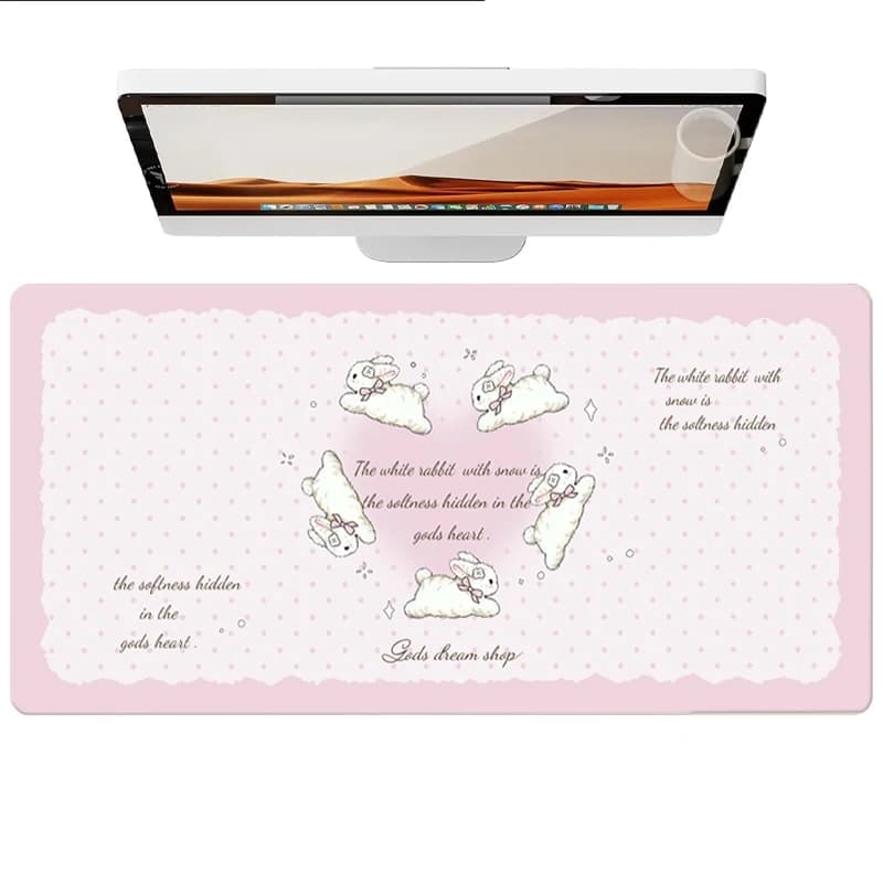 Tappetino da scrivania in pelle a pois di coniglio rosa Protezione per mouse Tappetino per mouse grande antiscivolo Tappetino per scrivania per casa e ufficio Tappetino per scrivania per laptop in pelle PU