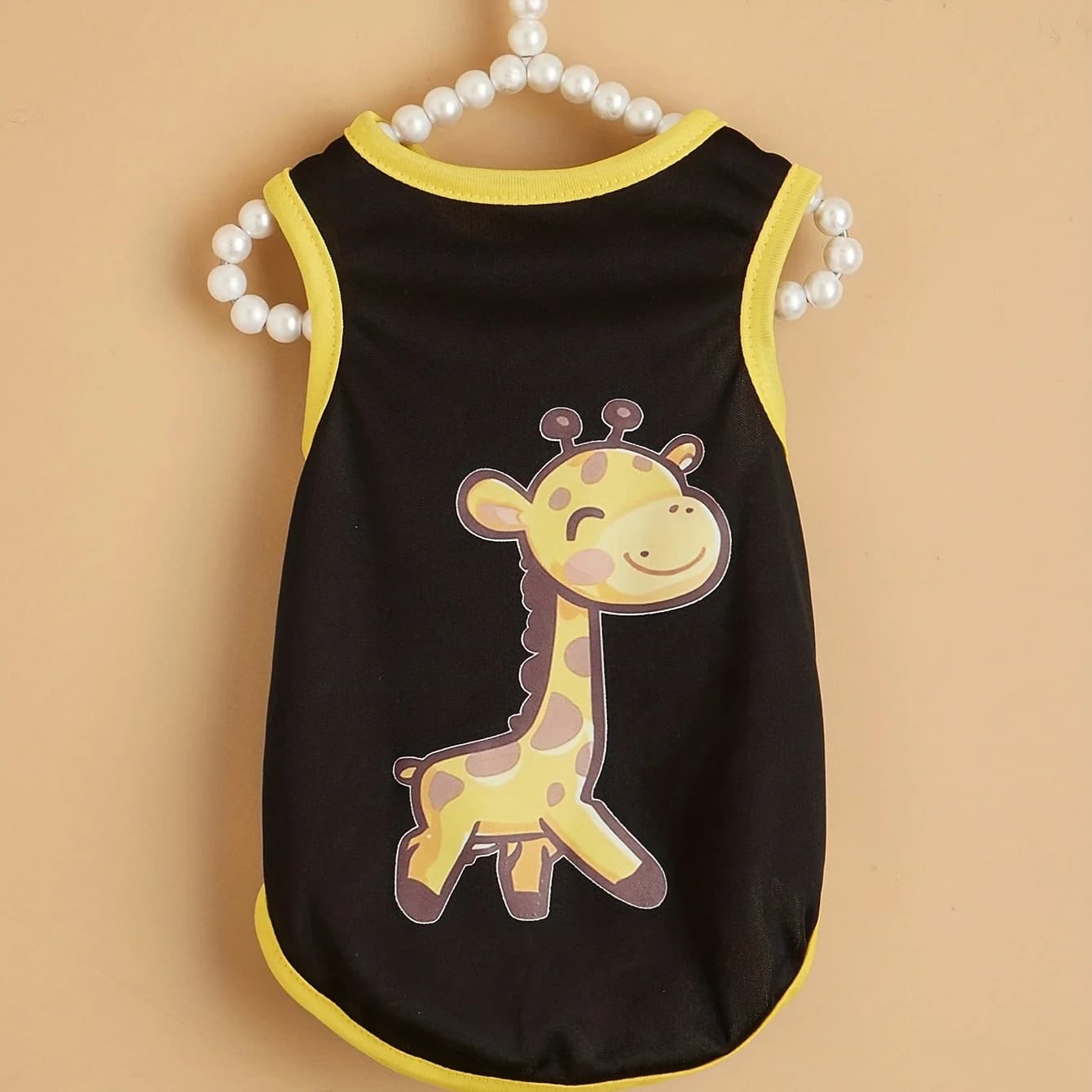Vestiti per animali domestici: gilet per cani e gatti, leggero, traspirante, confortevole, cuciture nere, giallo, vestiti con stampa giraffa, semplice, gene