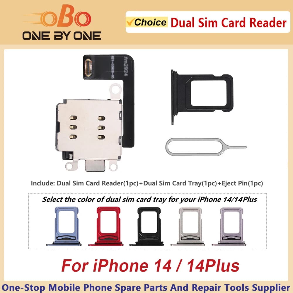 Cavo flessibile per lettore di schede Dual SIM per iPhone 14 14Plus, adattatore per slot porta schede SIM doppio, connettore di riparazione, nero, bianco, blu