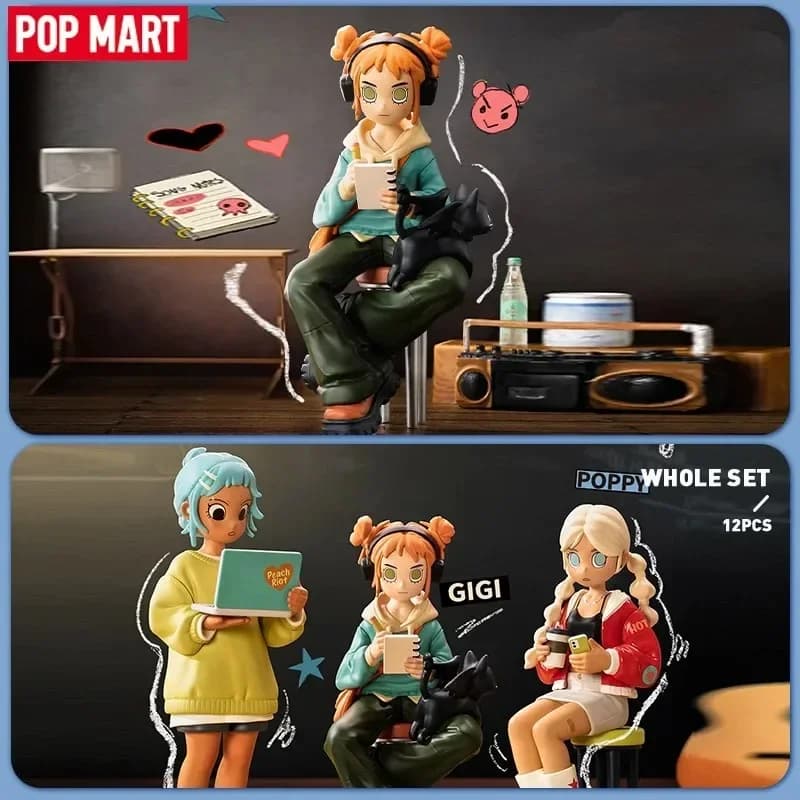 POP MART Peach Riot Rise Up Series Blind Box Guess Bag Decorazione del desktop Modello carino Regalo Ragazza Giocattoli Anime