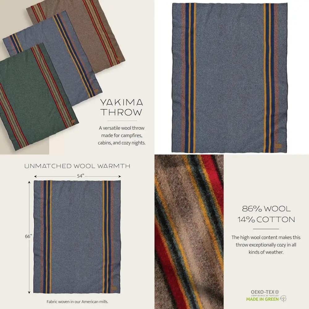 Coperta in misto lana e cotone 54 x 66, morbida e resistente, ideale per casa e viaggi, colore lago