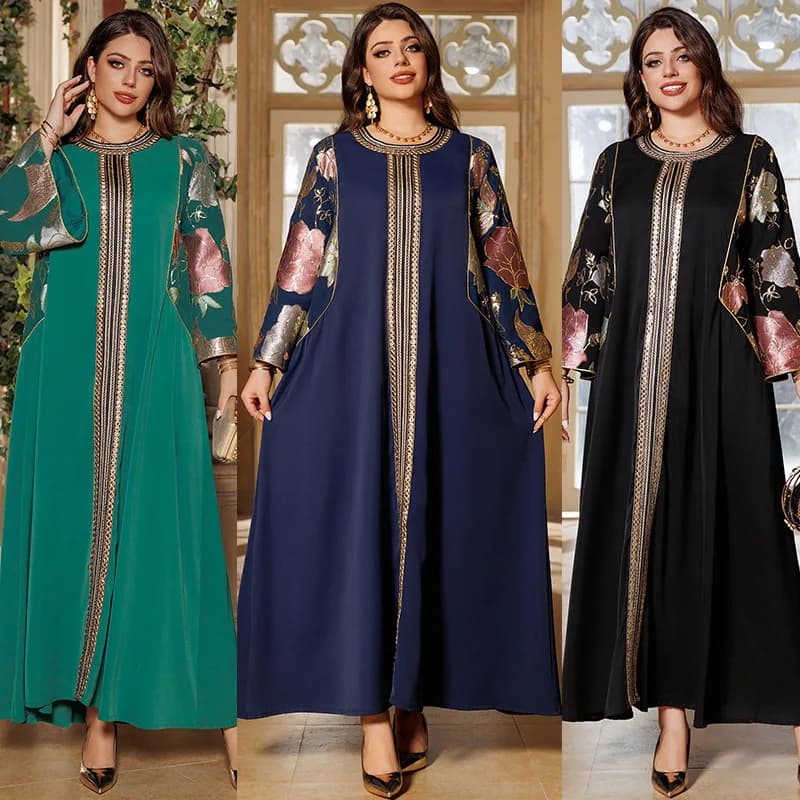Eid Muslim Party Dress for Women Abaya Dress Embroidery Sequin Women's Kaftan Dubai Robe Jalabiya robe femme musulmane