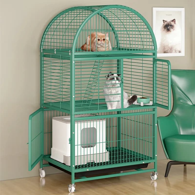 Extra-large Multi-level Indoor Steel Cat Villa With Built-in Litter Box,Factory-direct Cat Cage