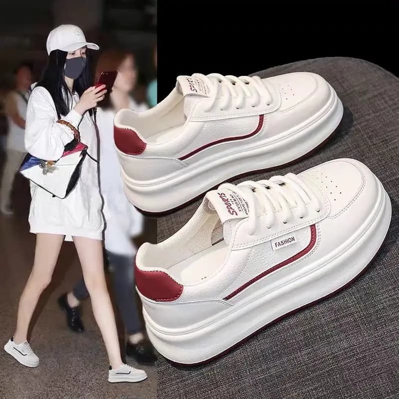 Women's Thick-Soled White Sneakers Slimming Lightweight Versatile Spring 2026 Collection Popular Sportssneakers