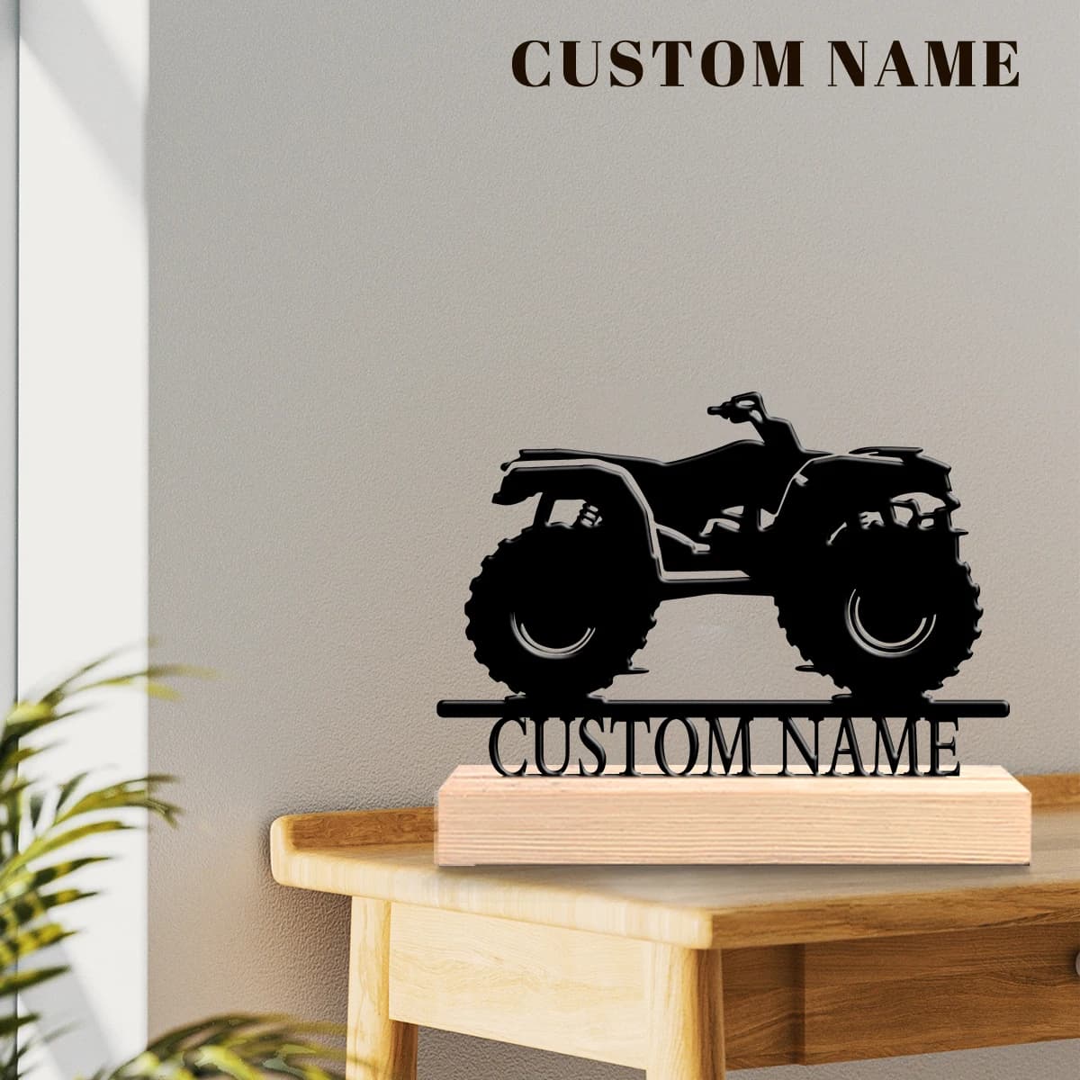 1pc Metal Art Desktop Decoration Custom Content With Wooden Base Home and Office Decorations,Christmas Gifts